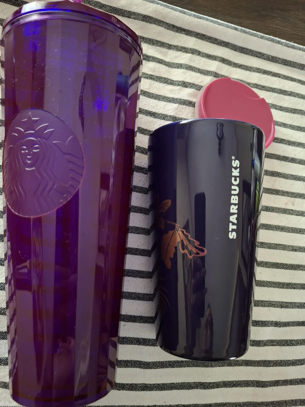 Set Of Starbucks Purple Floral Dome Metallic Tumbler Cups